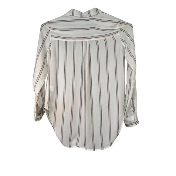 Candies Womens Size X Small  Striped Button-Down Blouse Roll Tab Sleeves - Picture 7 of 8